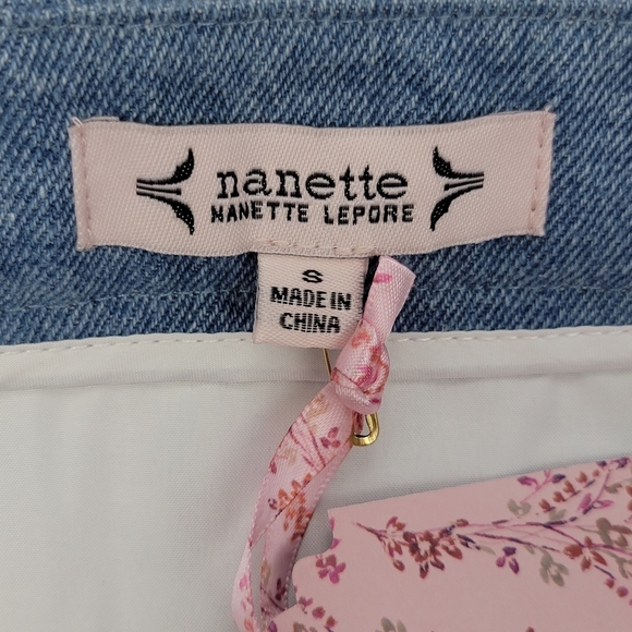 Nanette Lepore Tweed Skirt Women’s Size S Pearl Button Lite Blue Multi Plaid New - Picture 3 of 12